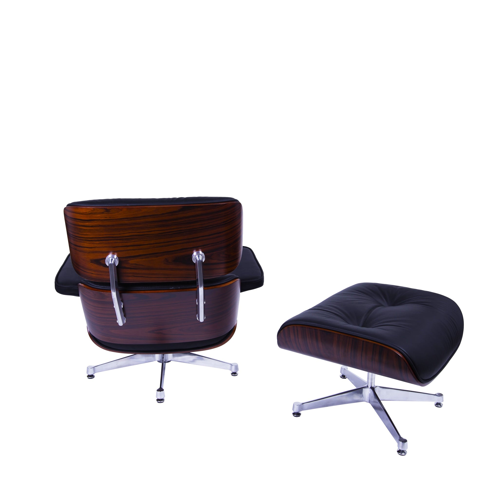 Charles Eames style, Espreguiçadeira com Hocker EA670 XL preto Madeira de rosas base de polido