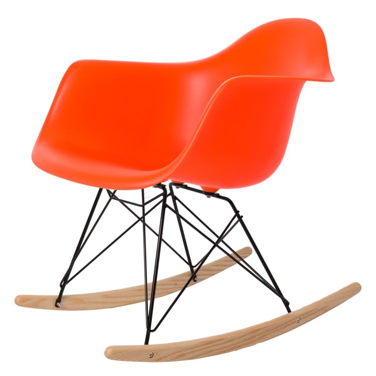 Charles Eames style, Cadeira de balanço RAR laranja neon PP