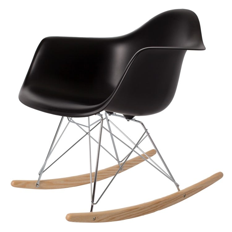 Charles Eames style, Cadeira de balanço RAR Chrome frame PP preto