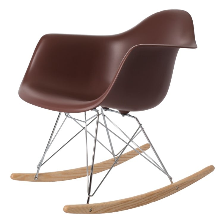 Charles Eames style, Cadeira de balanço RAR Chrome frame PP castanho