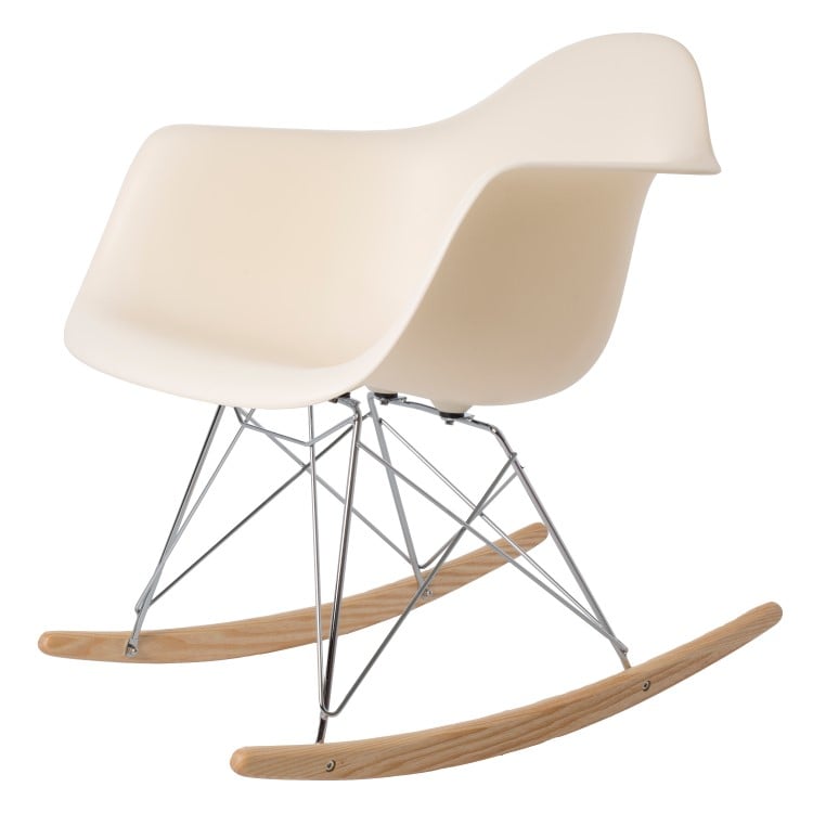 Charles Eames style, Cadeira de balanço RAR Chrome frame PP creme