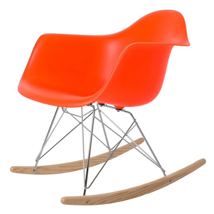 Charles Eames style, Cadeira de balanço RAR laranja neon PP