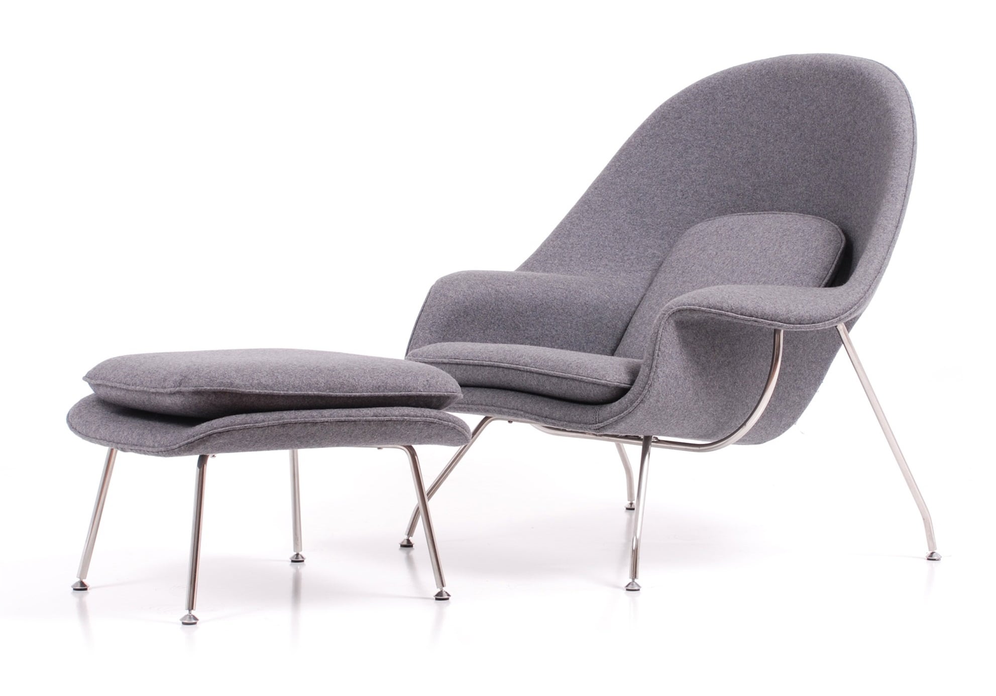 Eero Saarinen style, Espreguiçadeira com Hocker Womb cinza