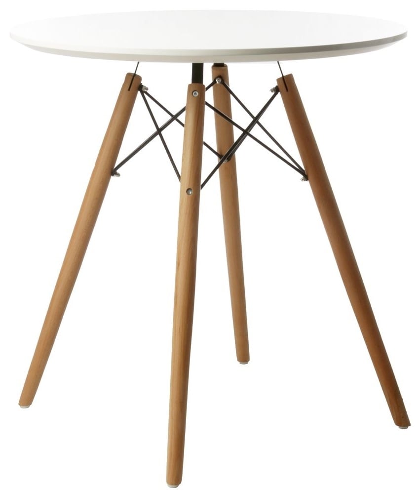 Charles Eames style, Mesa lateral Dowel Coffee table Ø 70cm. branco