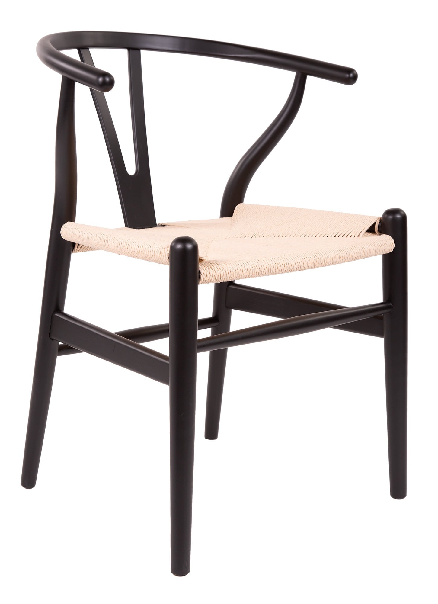 Wegner style, Cadeira de jantar Y-chair wishbone CH24 preto naturel