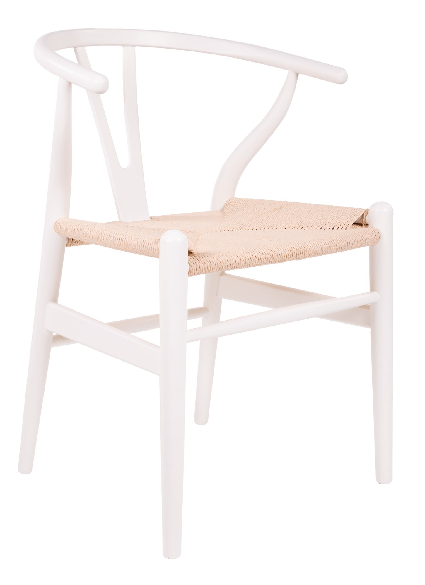 Wegner style, Cadeira de jantar Y-chair wishbone CH24 branco naturel