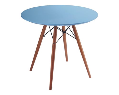 Charles Eames style, Mesa lateral Dowel Coffee table Ø 70cm. azul