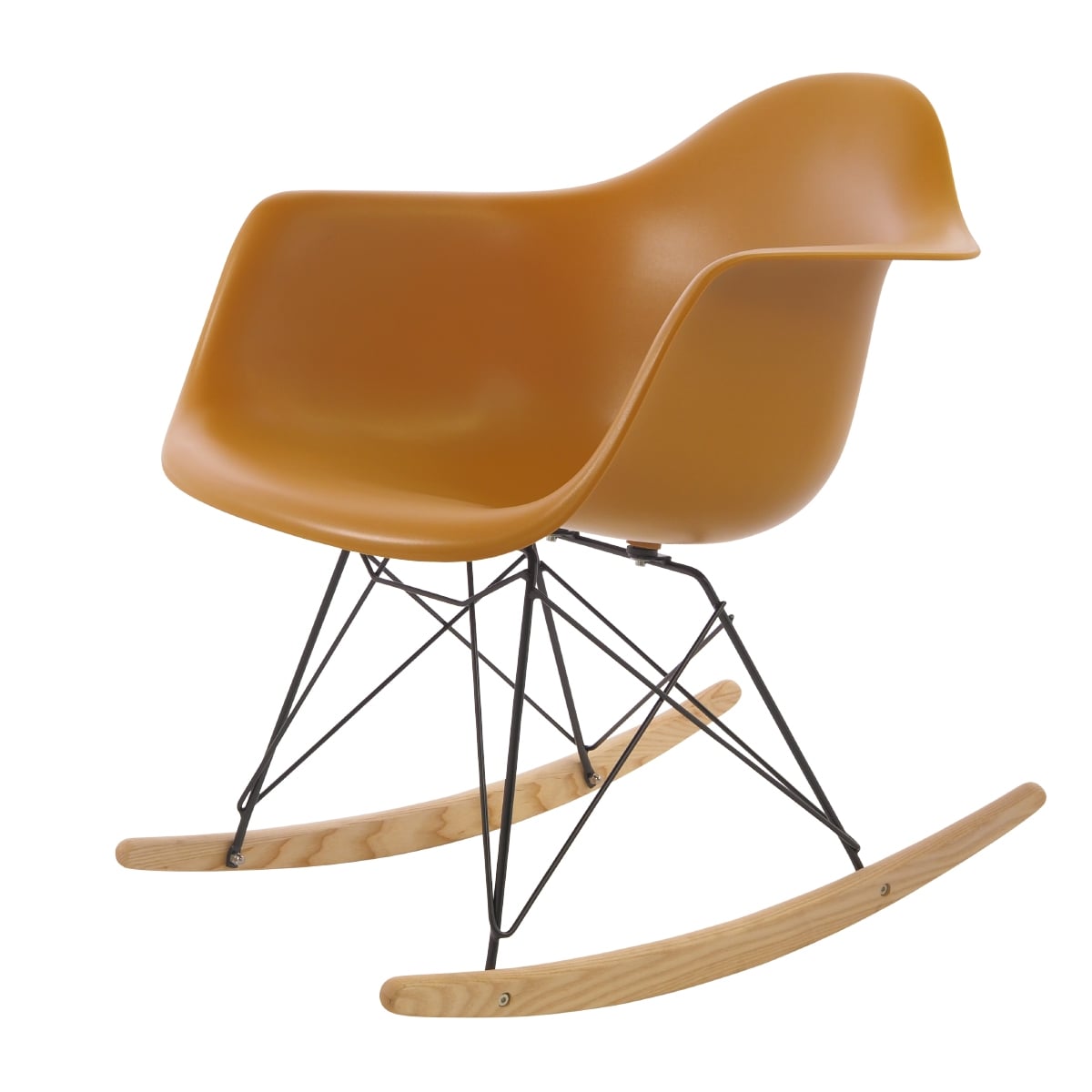 Charles Eames style, Cadeira de balanço RAR moldura preta PP gengibre