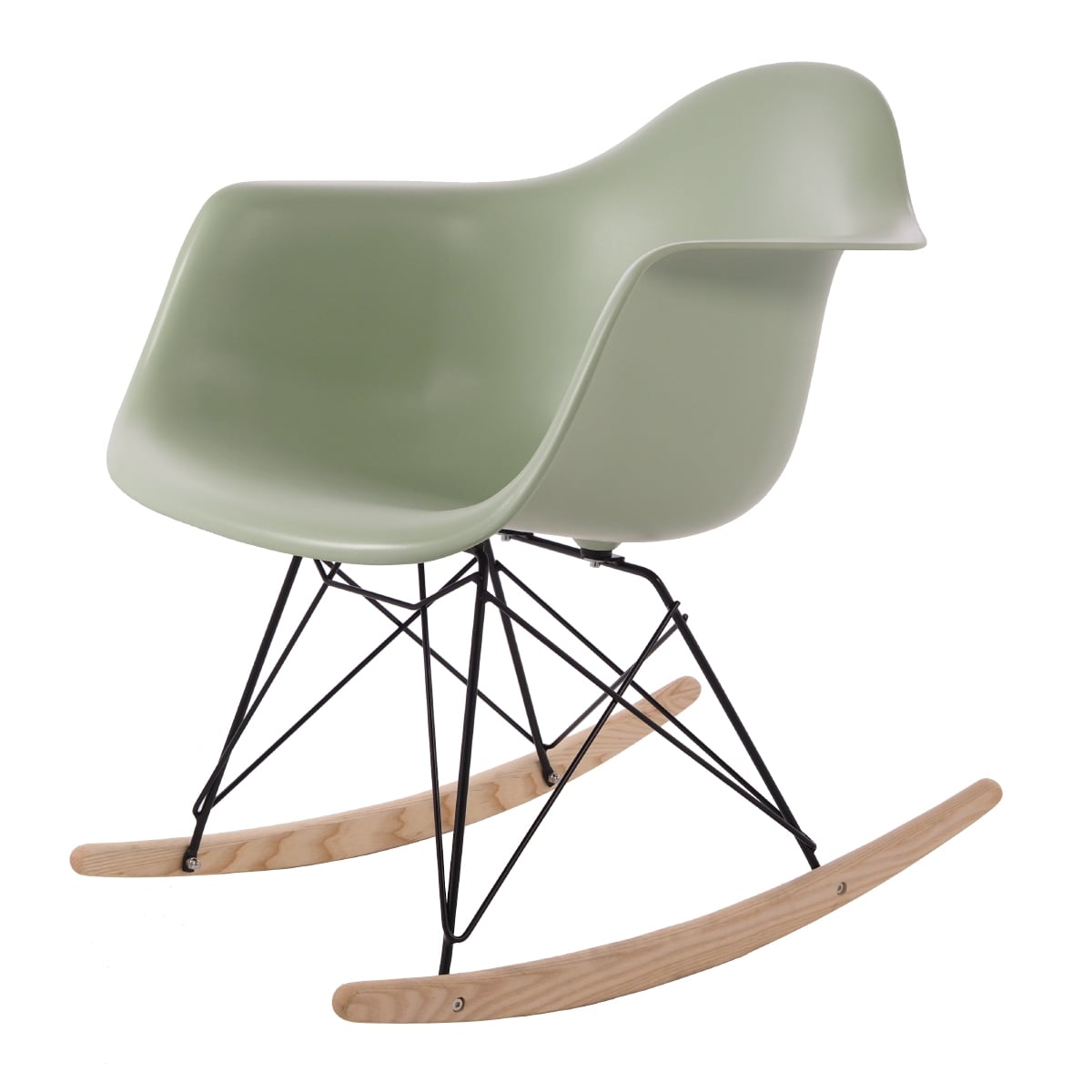Charles Eames style, Cadeira de balanço RAR moldura preta PP mint