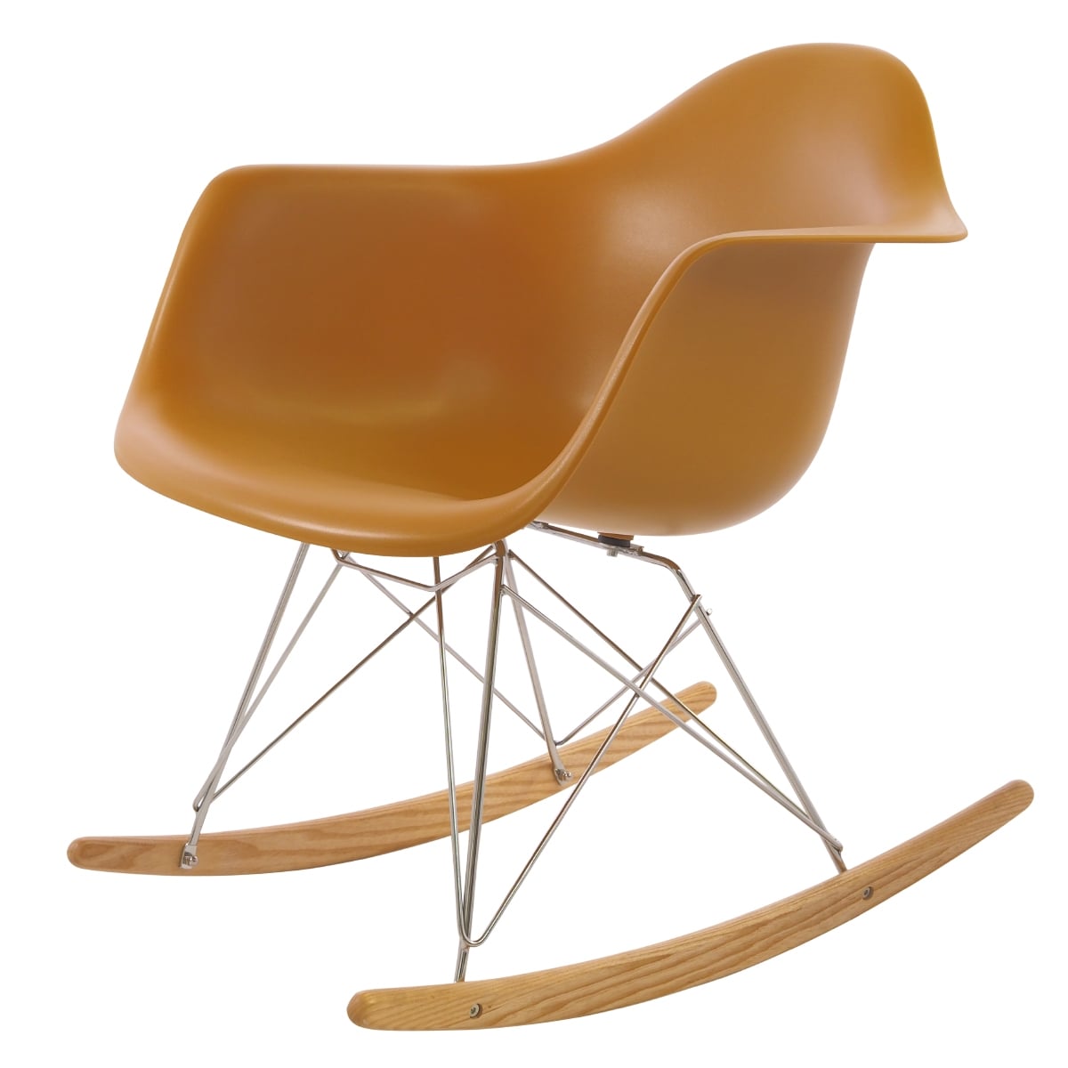 Charles Eames style, Cadeira de balanço RAR Chrome frame PP gengibre
