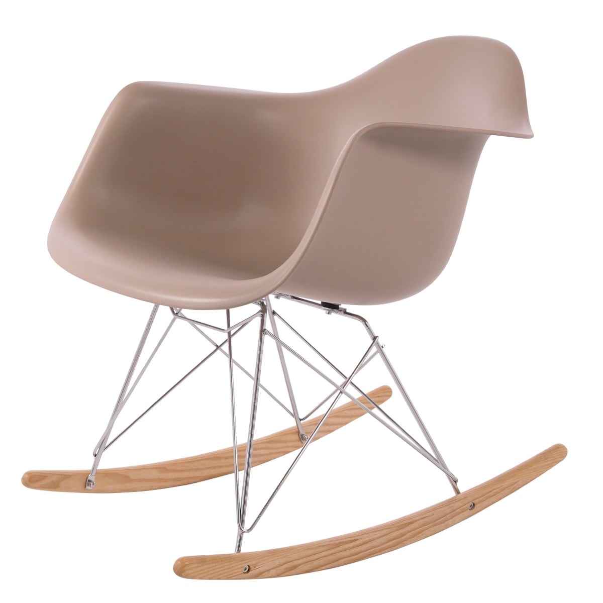 Charles Eames style, Cadeira de balanço RAR Chrome frame PP luz choco