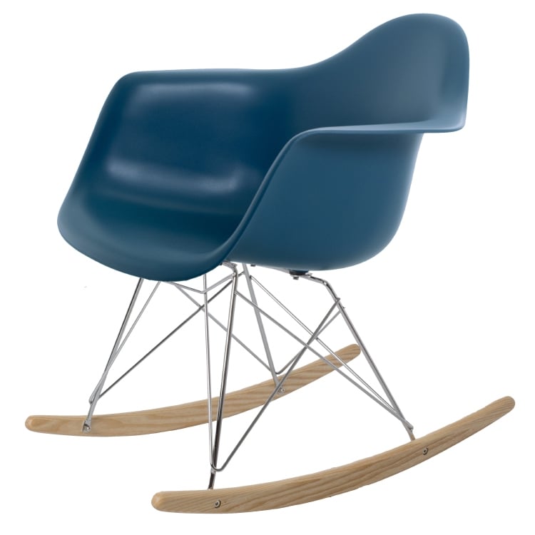 Charles Eames style, Cadeira de balanço RAR Chrome frame PP oceano azul