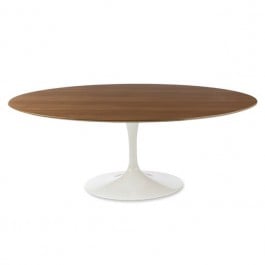 Eero Saarinen style, Mesa de jantar Tulip tabela Oval Tampo em nogueira base branca