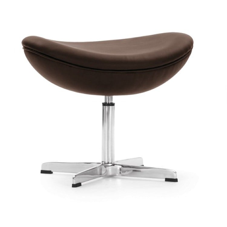 Arne Jacobsen style, Escabelo Egg assento Couro marrom