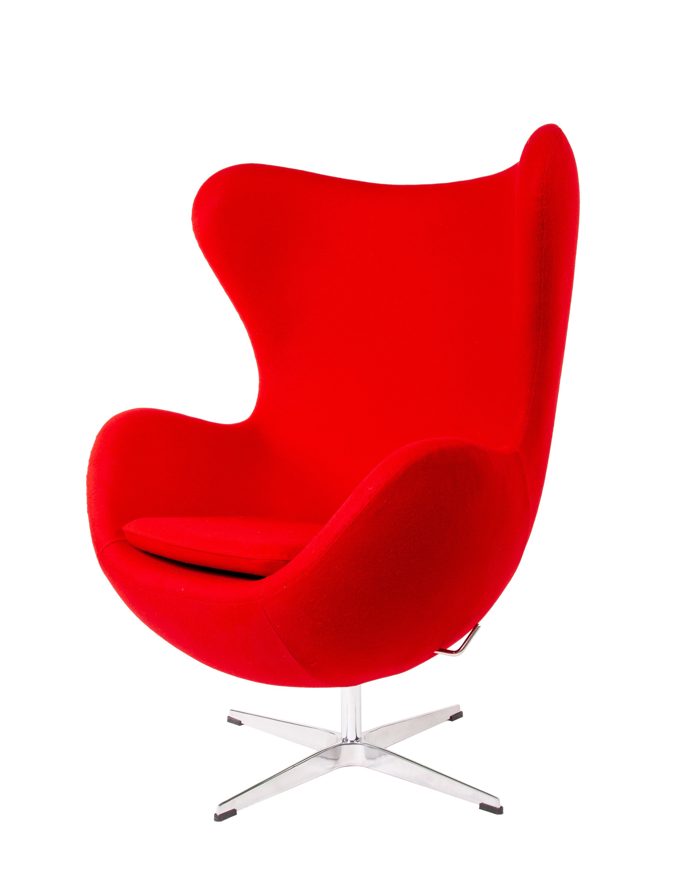 Arne Jacobsen style, Espreguiçadeira Egg assento cashmere vermelho