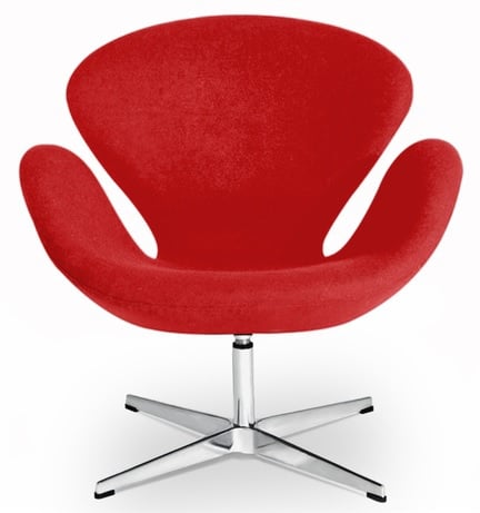 Arne Jacobsen style, Espreguiçadeira cisne cashmere vermelho