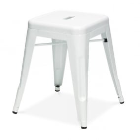 Xavier Pauchard style, Tamborete Tolix style Bar Stool 48cm branco brilhante
