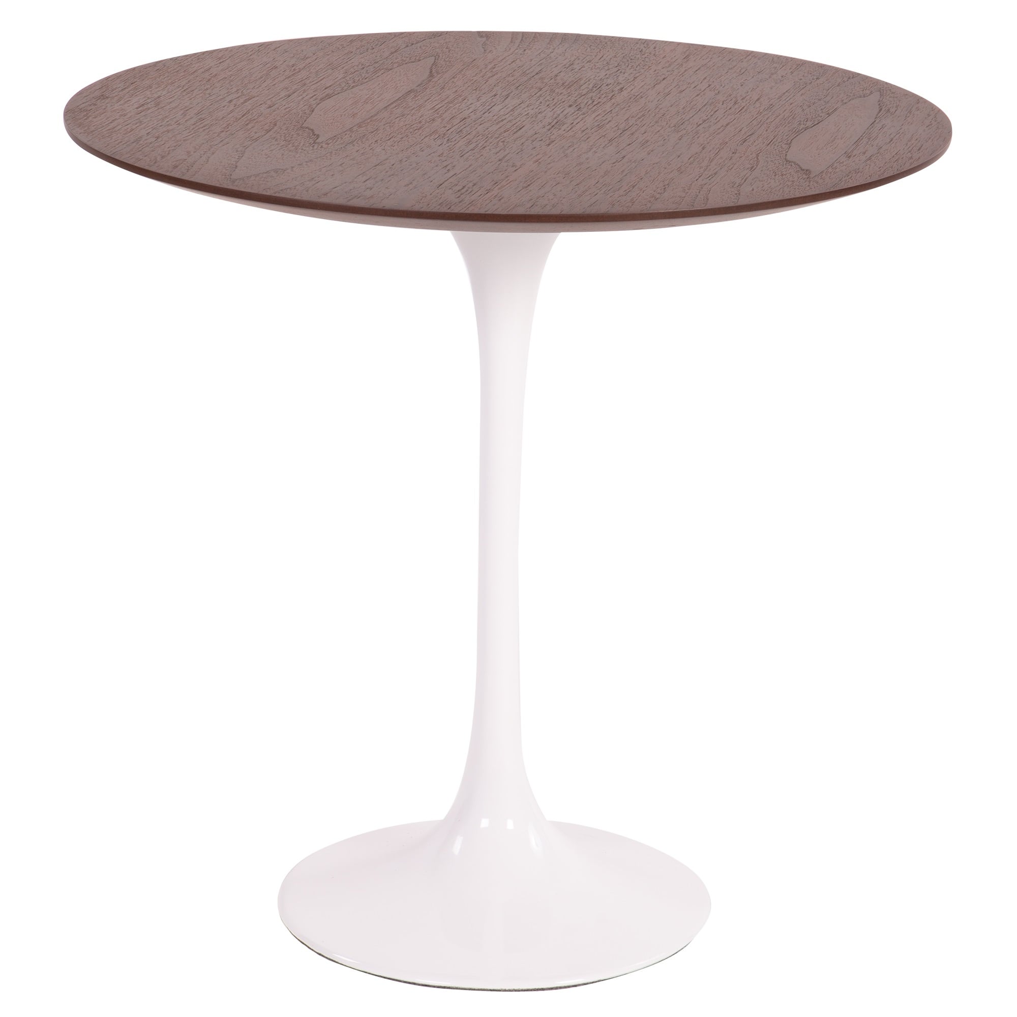 Eero Saarinen style, Mesa lateral Tulip Side table 50 centímetros Tampo em nogueira base branca