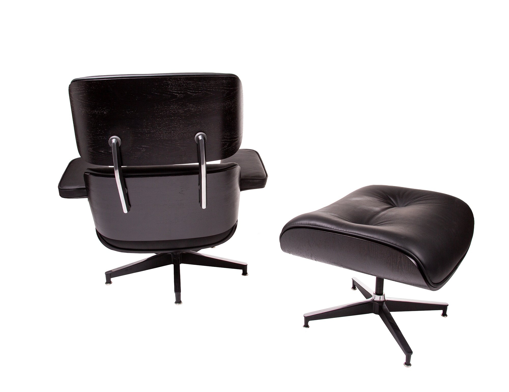 Charles Eames style, Espreguiçadeira com Hocker EA670 XL preto preto Base preta