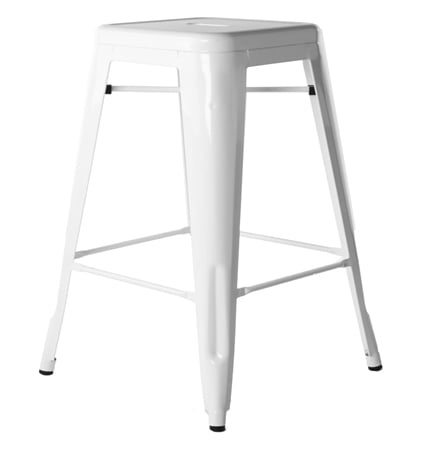 Xavier Pauchard style, Tamborete Tolix style Bar Stool 66cm branco brilhante