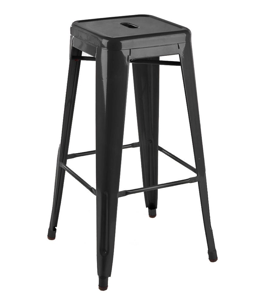 Xavier Pauchard style, Tamborete Tolix style Bar Stool 77 centímetros preto brilhante