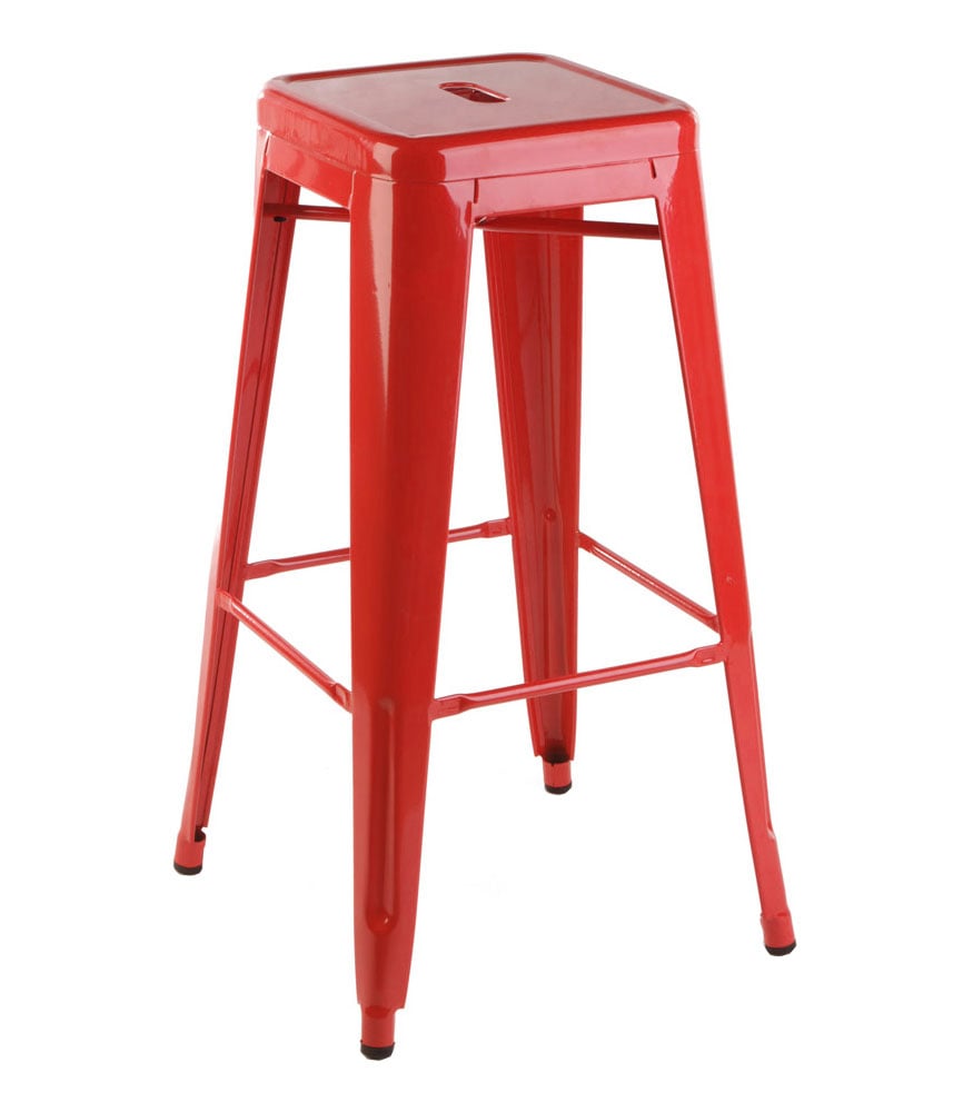Xavier Pauchard style, Tamborete Tolix style Bar Stool 77 centímetros vermelho brilhante