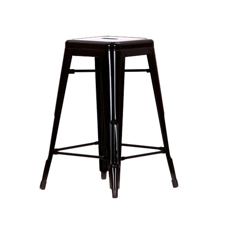 Xavier Pauchard style, Tamborete Tolix style Bar Stool 66cm preto brilhante