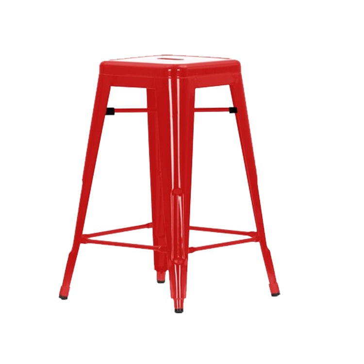 Xavier Pauchard style, Tamborete Tolix style Bar Stool 66cm vermelho brilhante