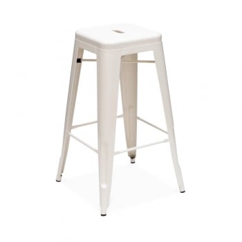 Xavier Pauchard style, Tamborete Tolix style Bar Stool 77 centímetros branco brilhante